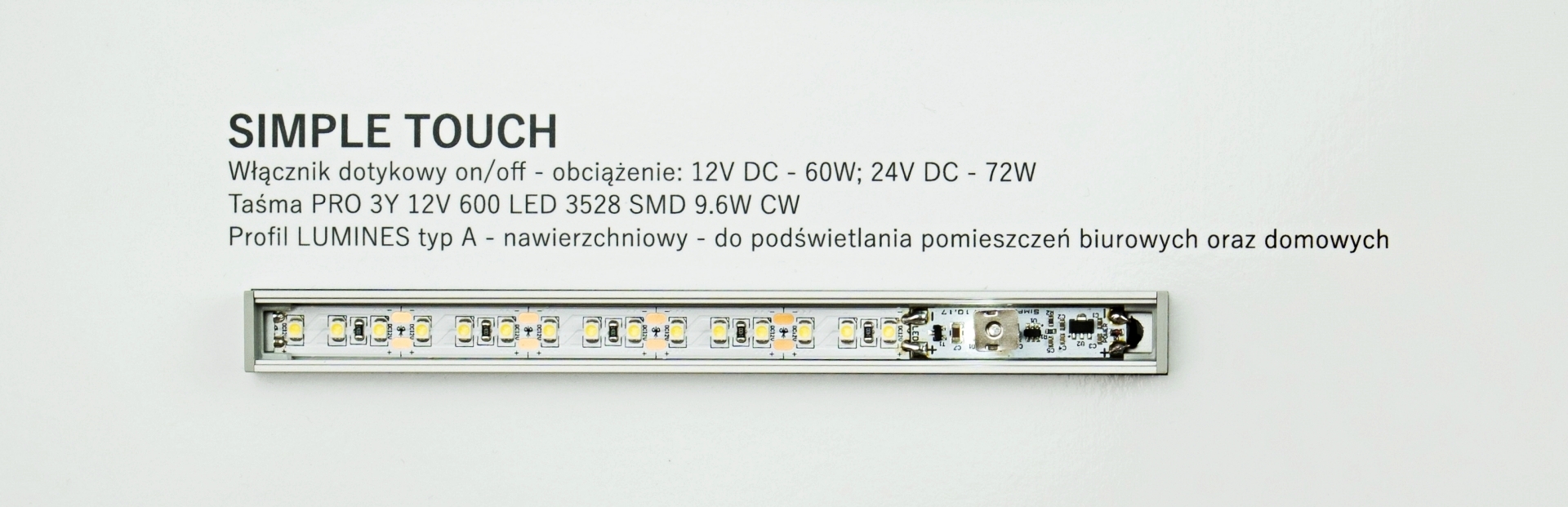 Montaż sterownika Simple Touch w profilu LUMINES A