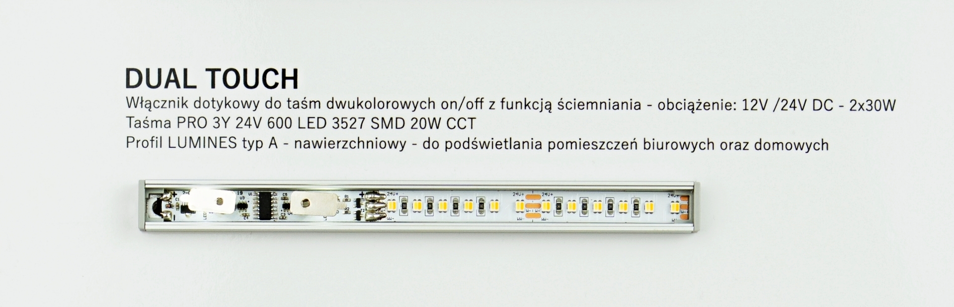 Montaż sterownika Dual Touch w profilu LUMINES A